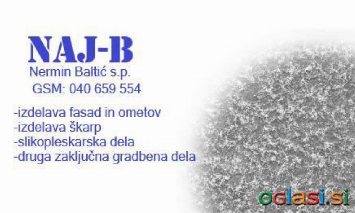 NUDIM izdelavo škarp, fasad, slikopleskarstvo in druga zaključna gr.dela