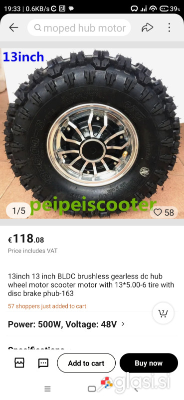 Hub motor za dirtquad 48 V 800 W nov