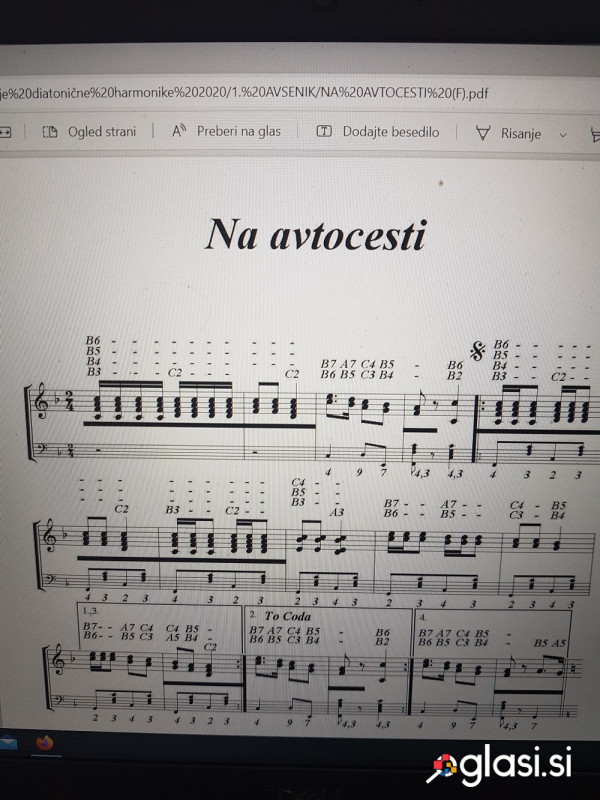 TABLATURE ZA DIATONIČNE HARMONIKE