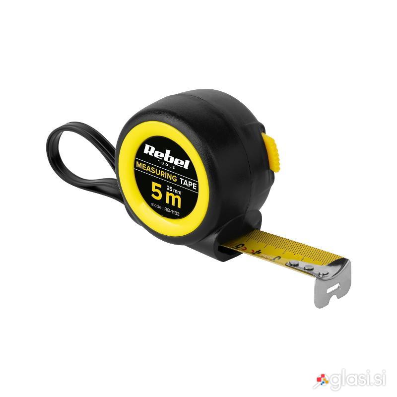 Jeklen tračni meter 5m 25mm gumiran