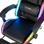 Nastavljiv oblazinjen LED RGB igralni računalniški stol z oporo za noge + daljin