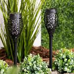 Set 4x solarnih vrtnih talnih LED svetilk z učinkom gorečega plemena