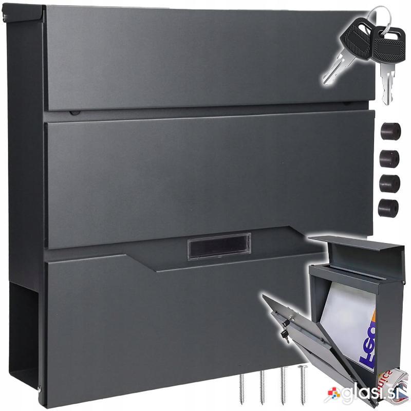 Moderni poštni nabiralnik z režo za časopise antracit X2