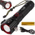 id-1002 3v1 taktična aku. LED alu. ročna svetilka ZOOM kladivo + powerbank