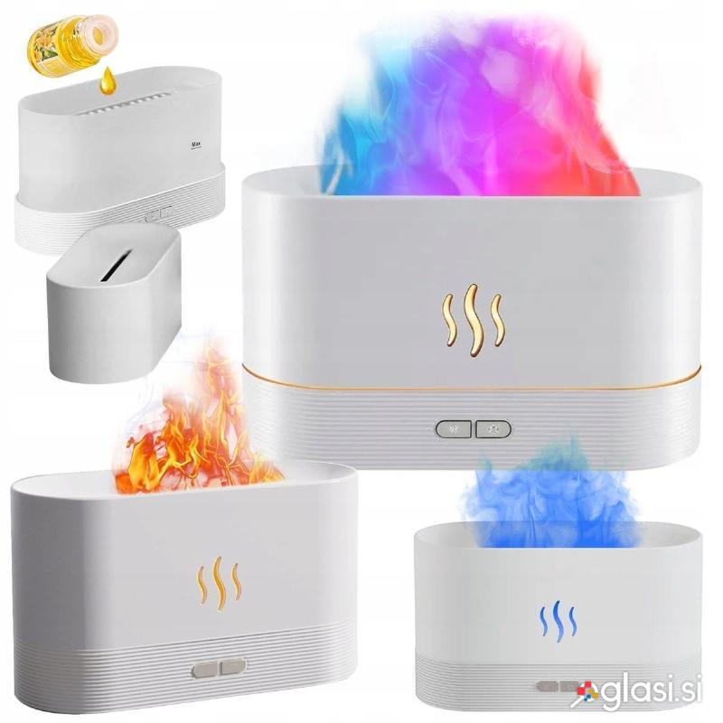 LED RGB difuzor vlažilec zraka in izparjevalnik eteričnih olj 180ml bel