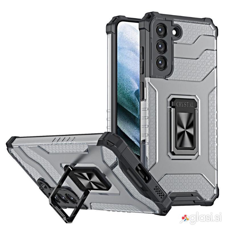 id-2598 Etui ovitek Crystal Ring Armor za Samsung Galaxy S22 + črn
