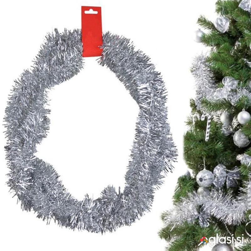 Girlanda za božično drevo srebrna 2m