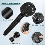 Tuš ročka EKO inox črna 5 funkcij + cev 150cm in nosilec