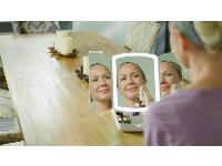 USB touch LED zložljivo osvetljeno kozmetično ogledalo in organizator s 5x poveč