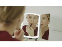 USB touch LED zložljivo osvetljeno kozmetično ogledalo in organizator s 5x poveč