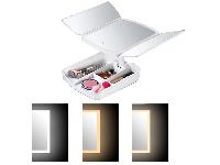USB touch LED zložljivo osvetljeno kozmetično ogledalo in organizator s 5x poveč