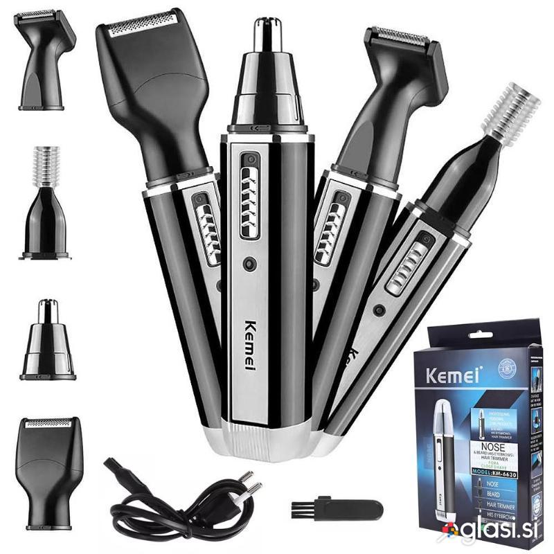 4v1 brezžični aku. prirezovalnik in depilator za nos ušesa in brado