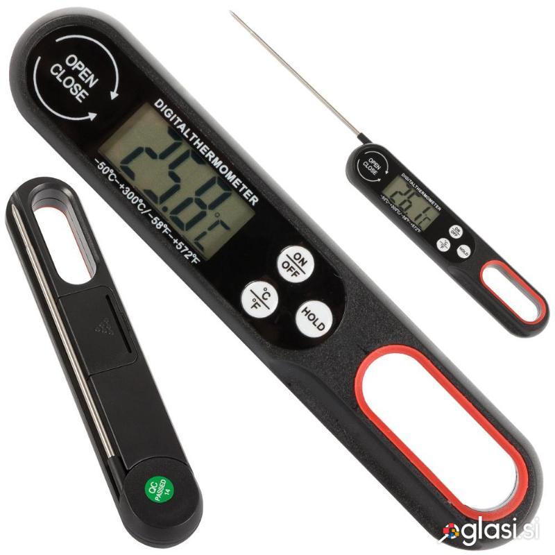 Zložljiv LCD kuhinjski termometer za meso in tekočine do 300°C