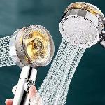 Tuš ročka s turbino funkcijska glava prozorno zlata