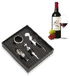 Kovinski 4 delni set odpirača za vino + dodatki za nalivanje in zapiranje