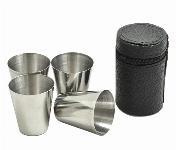 Set 4 inox prenosnih kozarcev 30ml + torbica