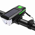 Solarna akumulatorska LED kolesarska svetilka in sirena 2000mAh USB