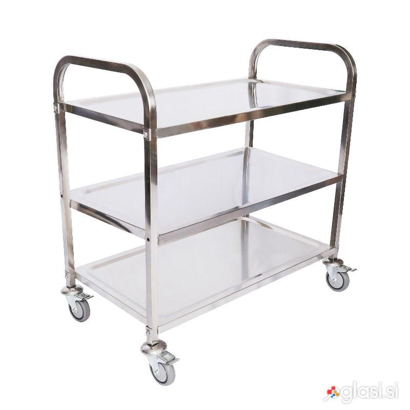 Inox servirni voziček 3 police 150kg - kuhinjski voziček