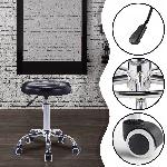 Nastavljiv vrtljiv usnjen frizerski stol črn - mehka kolesa