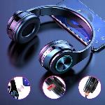 Bluetooth 5.0 brezžične LED RGB igralne slušalke + mikrofon črne
