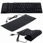 Tanka vodoodporna USB silikonska tipkovnica - zložljiva 35cm črna