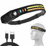 id-1002 2v1 univerzalna aku. LED 2x COB naglavna svetilka USB XPE senzorski vklo