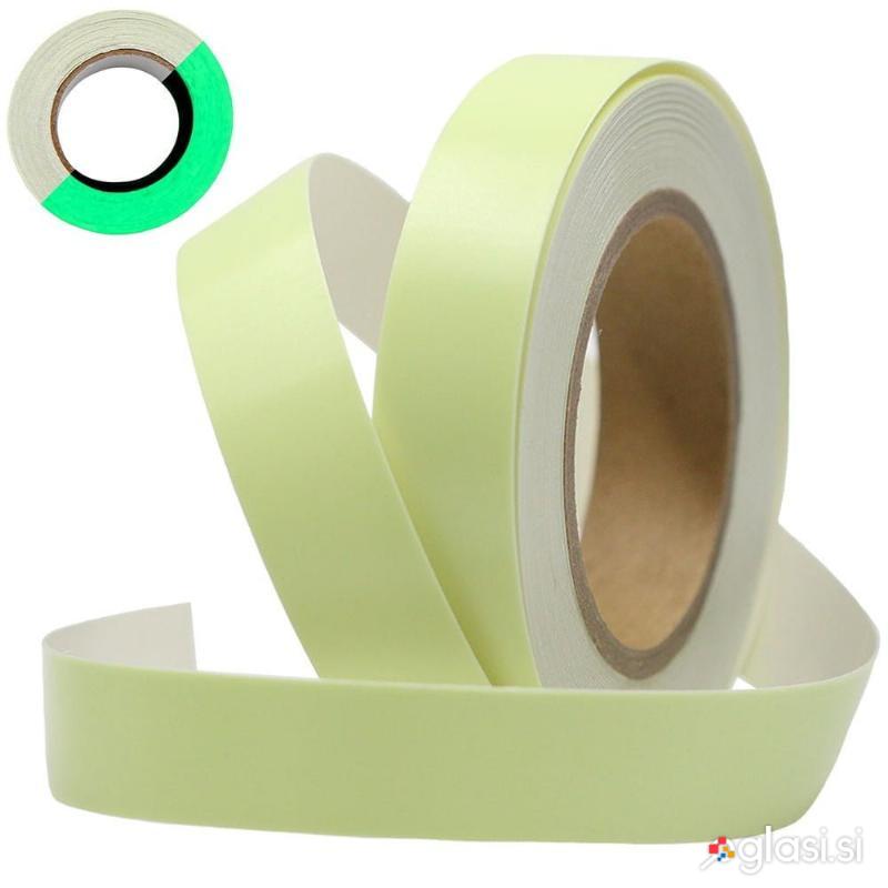 Samolepilni fluorescentni trak 2cm svetleč v temi 5m