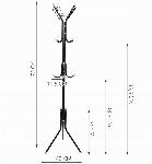 Kovinski obešalnik za plašče in klobuke 170cm črn