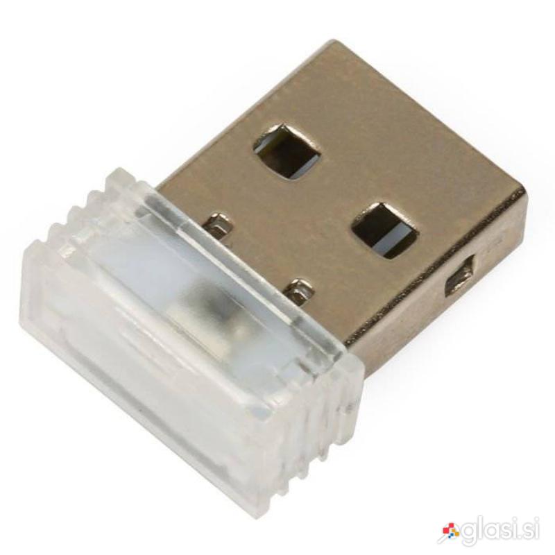 USB LED NANO svetilka 1 SMD za powerbank ali laptop bela