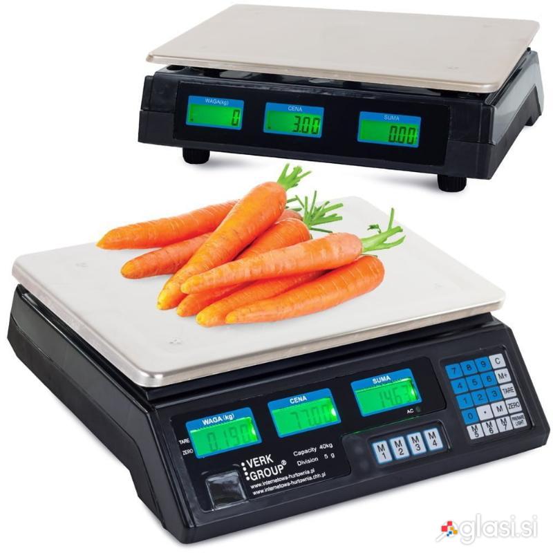 Digitalna inox elektronska tehtnica do 40kg dvostranski LCD črna