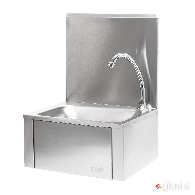 Stenski inox umivalnik z vklopom na koleno + armatura 2