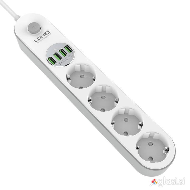2m električni razdelilec 4x USB polnilec
