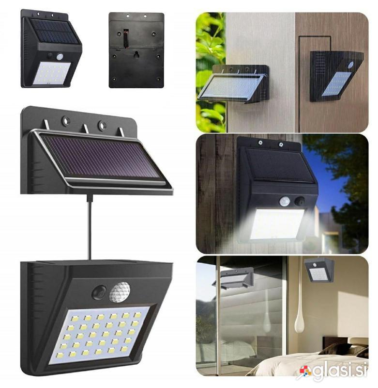30LED SMD solarna stenska svetilka s PIR sezorjem gibanja dvodelna