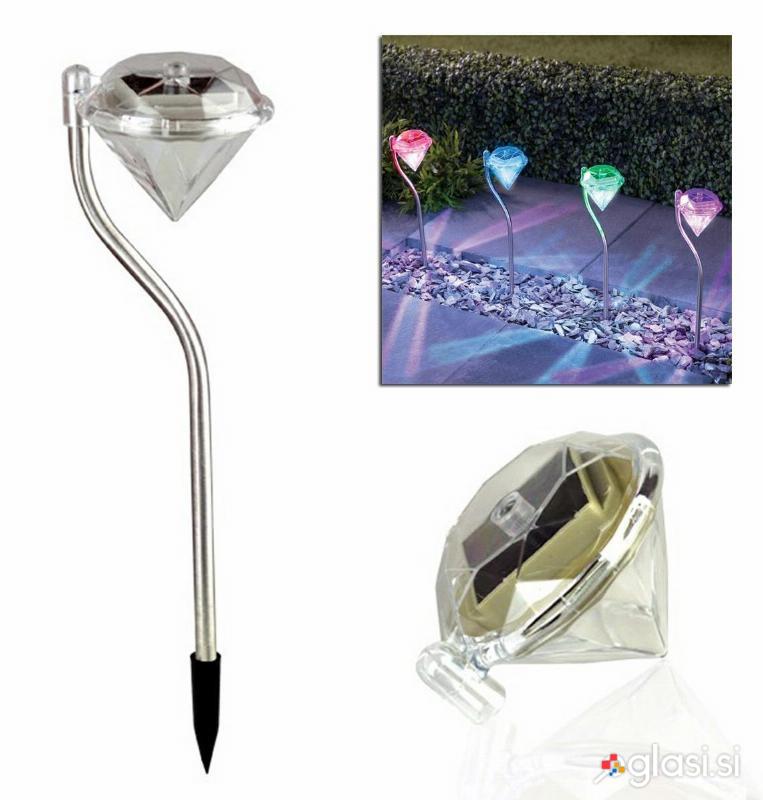 Solarna talna inox LED RGB svetilka diamant 300mAh