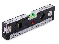 Multifunkcijska laserska vodna tehtnica 25cm z tračnim metrom 140cm osvetljena