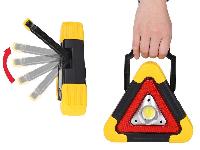 Akumulatorski solarni LED opozorilni trikotnik in power bank USB