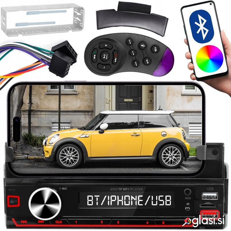 12V 1DIN Mobile avtoradio 4x50W MP3 2x USB Bluetooth pametno držalo RGB