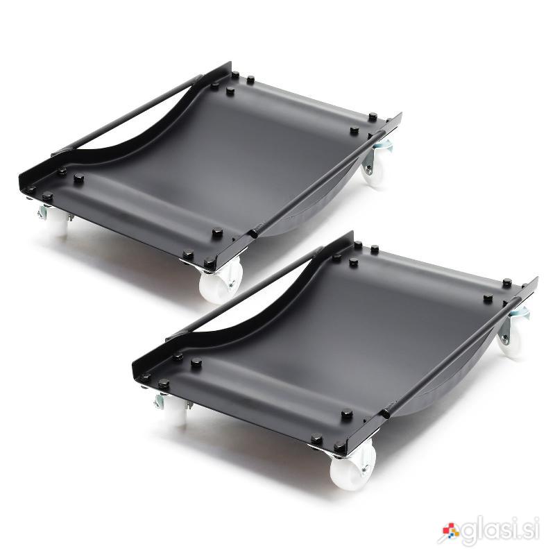 2x 450kg jeklen voziček za prevoz vozil z zavoro