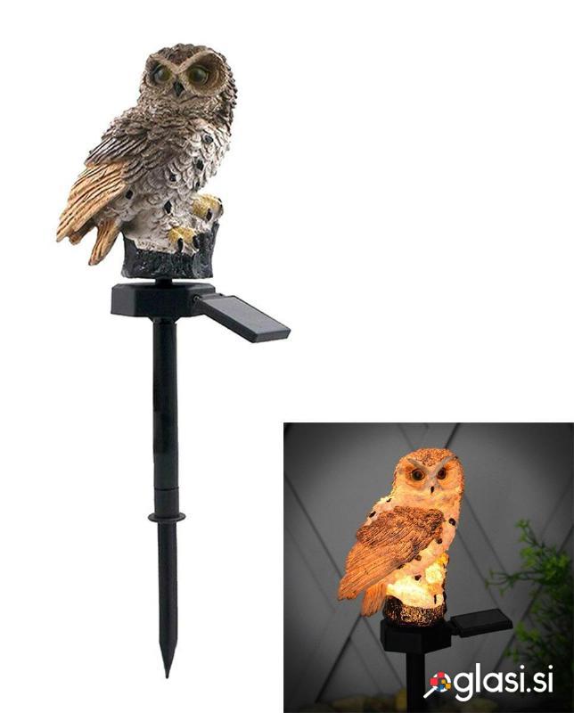 Solarna LED vrtna svetilka rjava sova 43cm 2W