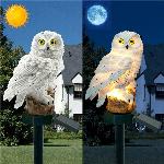 Solarna LED vrtna svetilka bela sova 43cm 2W