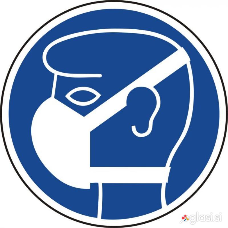 Samolepilna nalepka opozorilna - zaščita za dihala 100mm