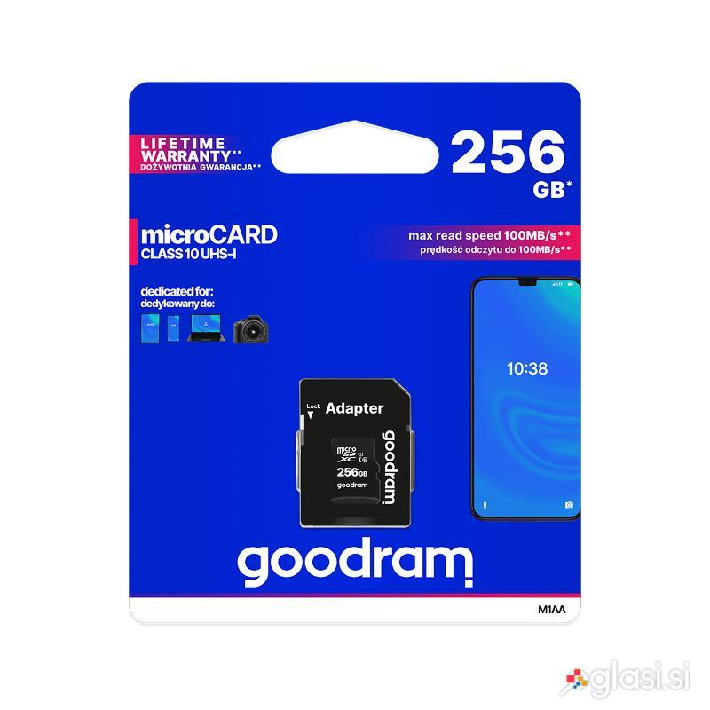 MicroSD spominska kartica 256GB UHS-I + adapter