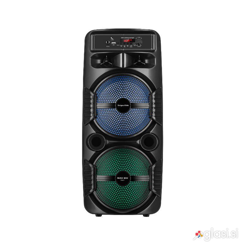 Prenosni aku. FM USB karaoke zvočnik Bluetooth LED RGB Music Box Maxi