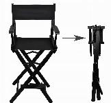 Zložljiv kozmetični lesen oxford stol za ličenje in friziranje črn