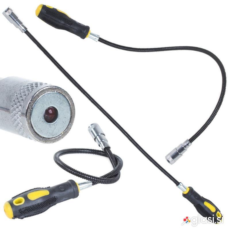 Gibljiv pobiralec vijakov z magnetom +LED lučko 57cm