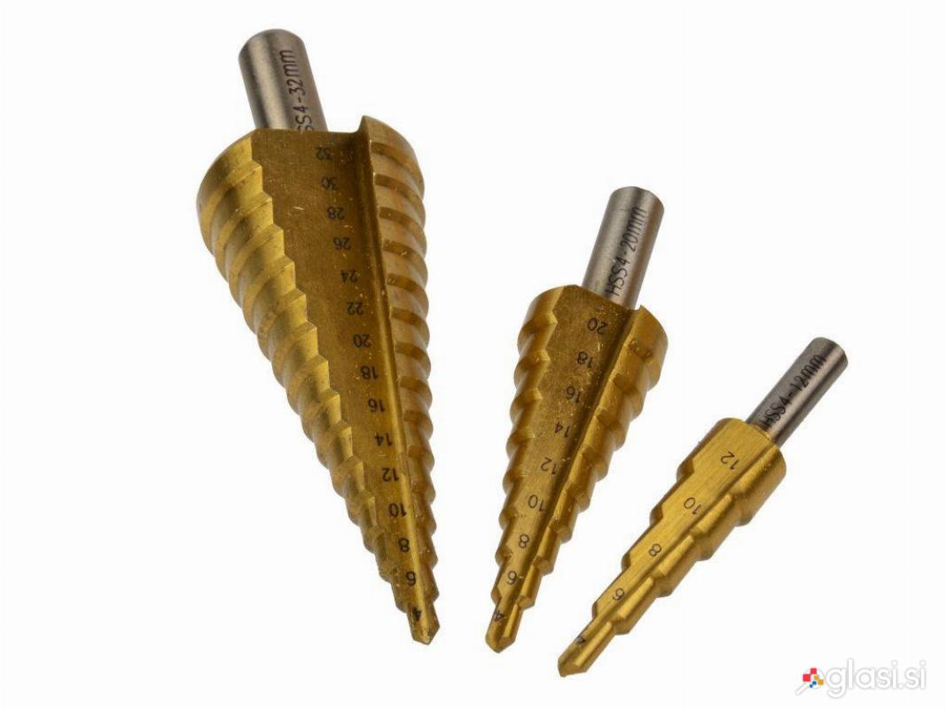 Set HSS konusnih svedrov stožec, smrekica 4-32mm - stopničasti svedri