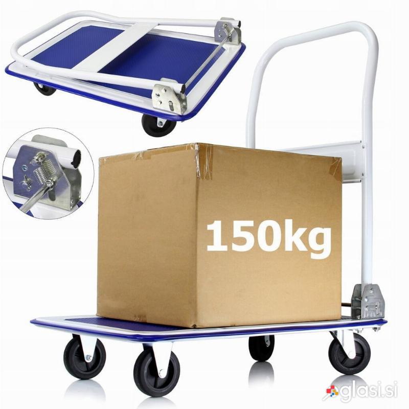 Močan zložljiv transportni voziček 150kg