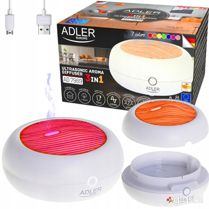3v1 LED RGB difuzor vlažilec zraka in izparjevalnik eteričnih olj 70ml USB