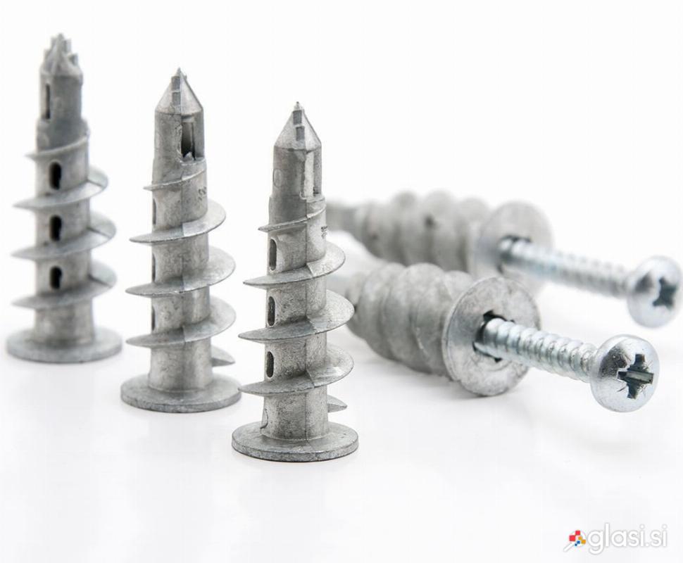 5x Kovinski vložek za mavčne plošče - polž z vijakom 32mm