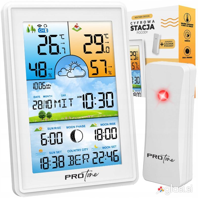 LCD brezžična digitalna vremenska postaja + zunanja enota